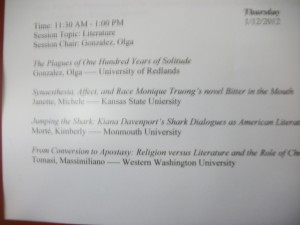 I presented my working thesis at the 2012 Hawaiian International Conference on Arts and Humanities